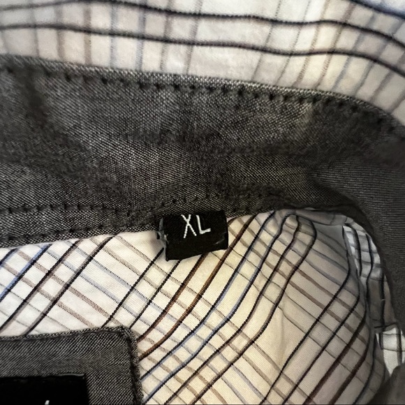 7 Diamonds White Blue Brown Short Sleeve Button Up Shirt O-11 - Picture 8 of 13